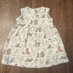 Hudson Baby HB Cream Animal Print Dress 9-12 months forest animals AI
